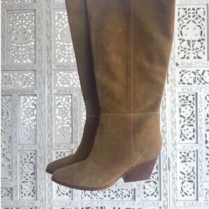 Marc Fisher Brown Suede Leather Boot Sz 8  Chilli Pointed Toe Western Mid Shaft